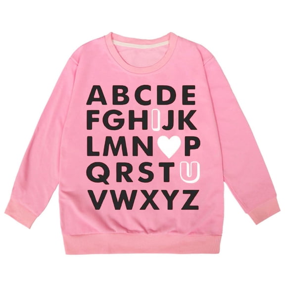 Kiijoy Toddler Girls Sweatshirt Letter Print Crew Neck Pullover Sweatshirt, Sizes 3-4