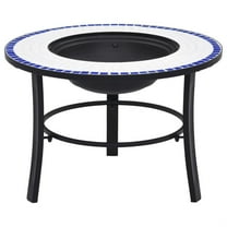 Casafoyer Mosaic Fire Pit Blue and White 26.8" Ceramic