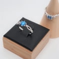 thumbnail image 3 of Bellitia Jewelry 925 Sterling Silver Adjustable Side-Stone Engagement Rings for Her, Gemstone Birthstone Finger Ring with 0.7ct Blue Aquamarine CZ Anniversary Birthday Present for Women Girls, 3 of 7