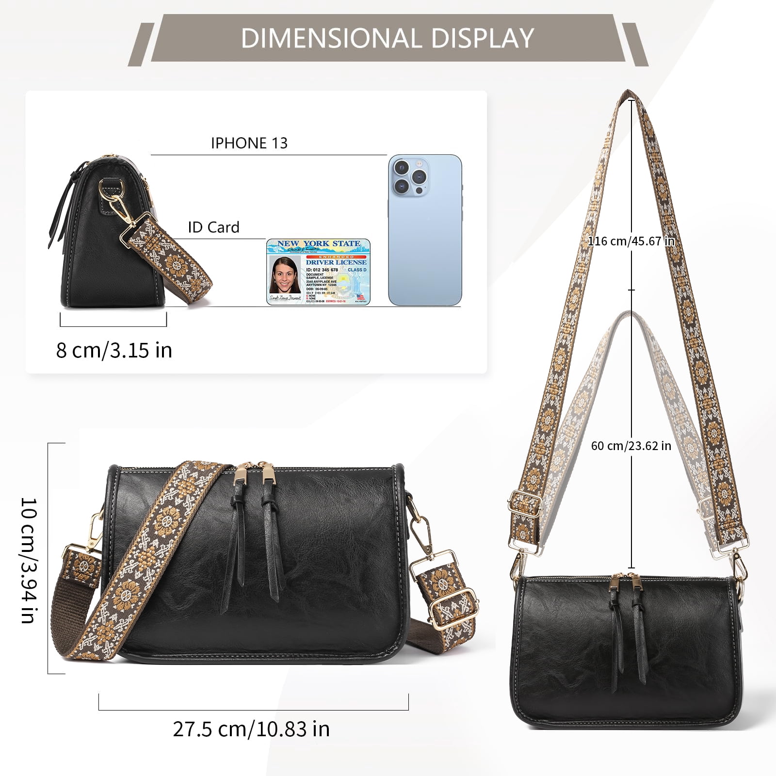 SENDEFN Trendy Leather Crossbody Purse with Tassel Zipper for Women Purses,Small Shoulder Handbags with Wide Strap Detachable