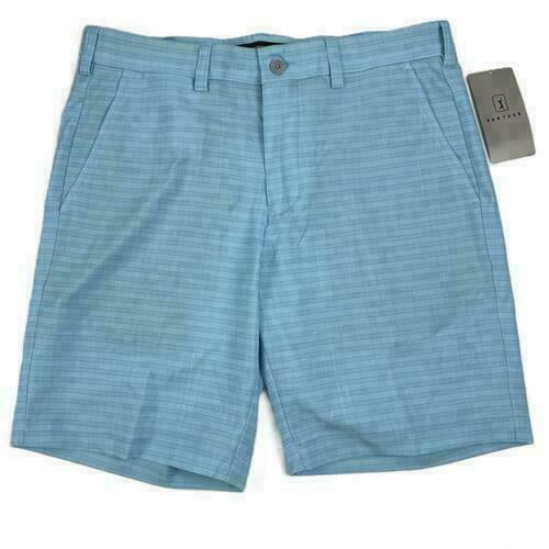 Pga Tour Mens Regular fit Golf Shorts 36 Aqua Blue Plaid