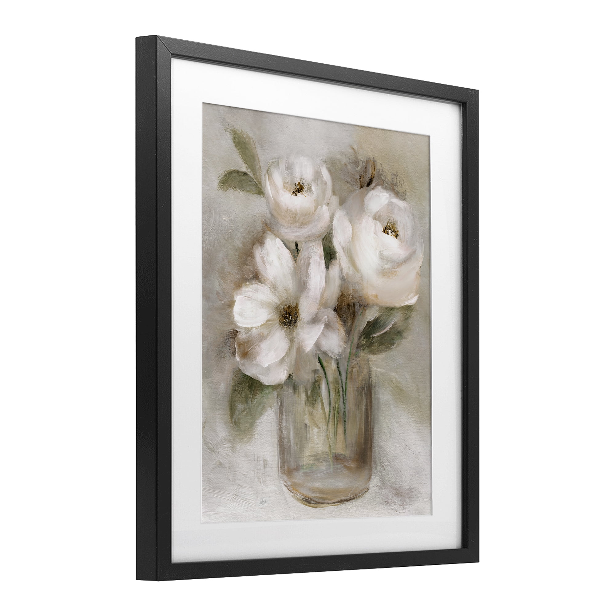 Stupell Industries Soft Brushstroke Roses Black Framed Print Under Glass, design by Nan