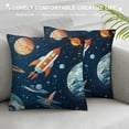 thumbnail image 3 of Orinice Space Rocket Pillow Covers Outer Space Pillow Covers for Boys Girls Kids Space Rocket Print Throw Pillow Covers Universe Planets Cushion Covers for Couch Sofa  18x18in, 3 of 5
