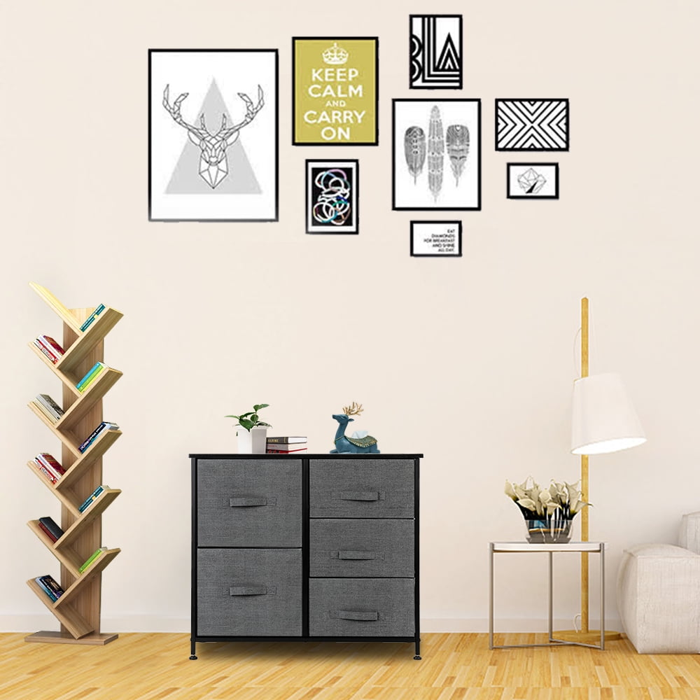 Private Jungle 5 Drawer Dresser Organizer Fabric Storage Chest , End Table Storage Cabinet, Easy Pull Fabric Bins, Wooden Side Table for Bedroom, Hallway, Entryway Closets, Grey Private Jungle 5 Drawer Dresser Organizer Fabric Storage Chest , End Table Storage Cabinet, Easy Pull Fabric Bins, Wooden Side Table for Bedroom, Hallway, Entryway Closets, Grey