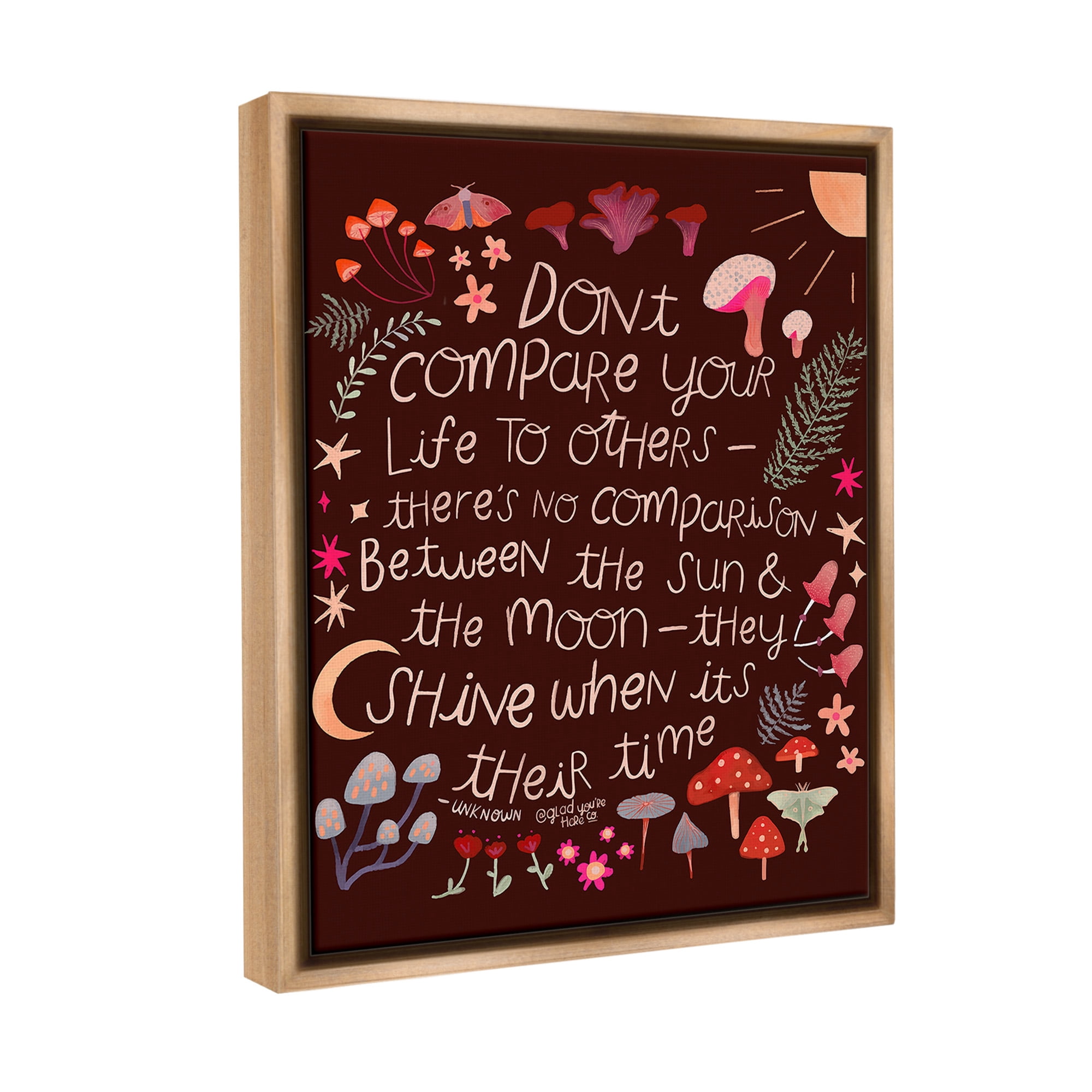 Stupell Industries Inspirational Nature Quote Inspirational Painting Brown Floater Framed Canvas Art Print Wall Art, 17 x 21