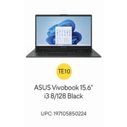 ASUS Vivobook Go 15.6” Laptop, Intel i3-N305, 8GB, 128GB, Win 11 Home in S mode, Black, E1504GA-WB31