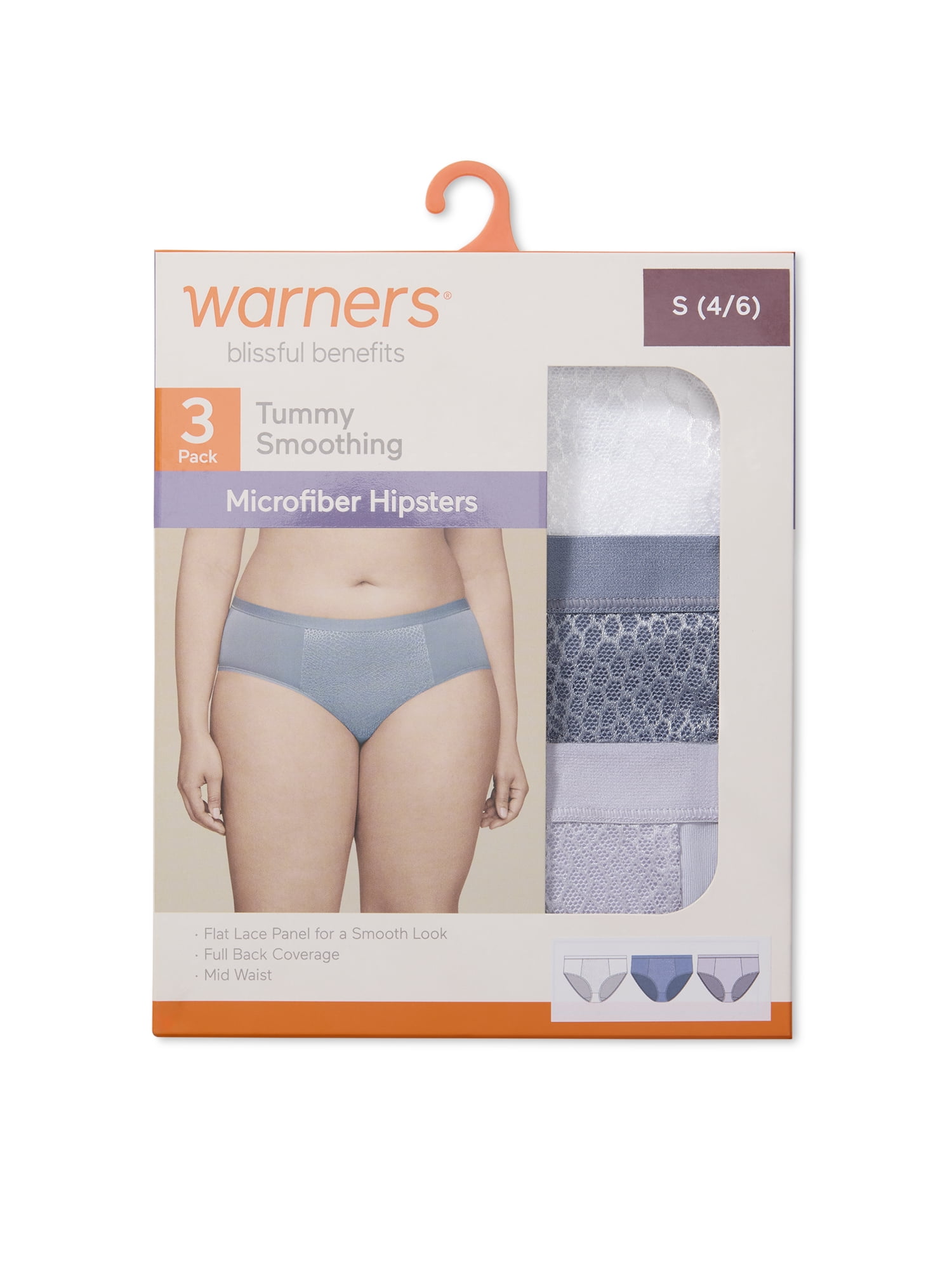 Warners® Blissful Benefits Women's Tummy-Smoothing Mid-Waist Microfiber 3-Pack Hipster S-3XL