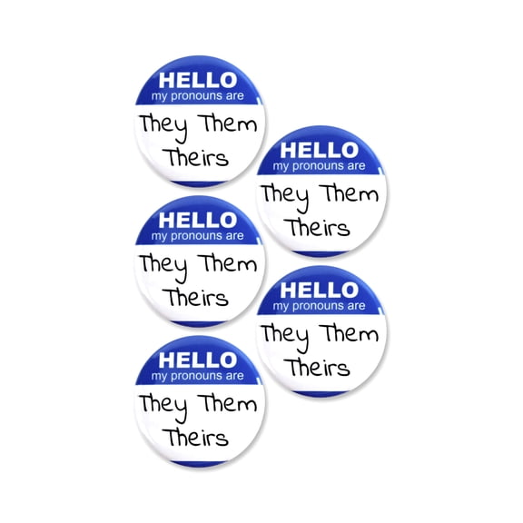Hello My Pronouns Are They Them Their LGBTQ  Pinback Buttons 2.25 Inch 5 Pack
