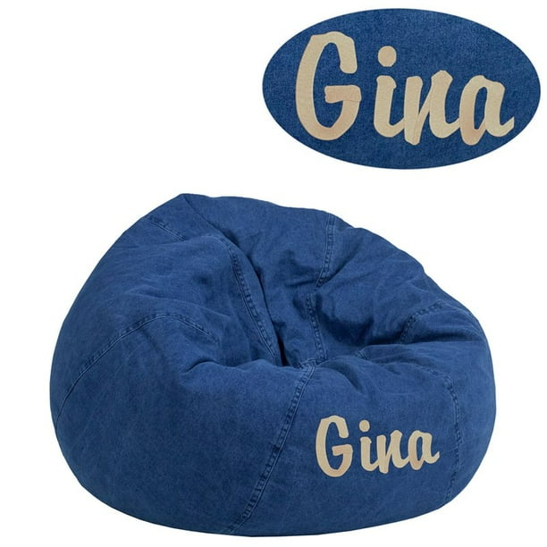 Personalized Small Denim Kids Bean Bag Chair
