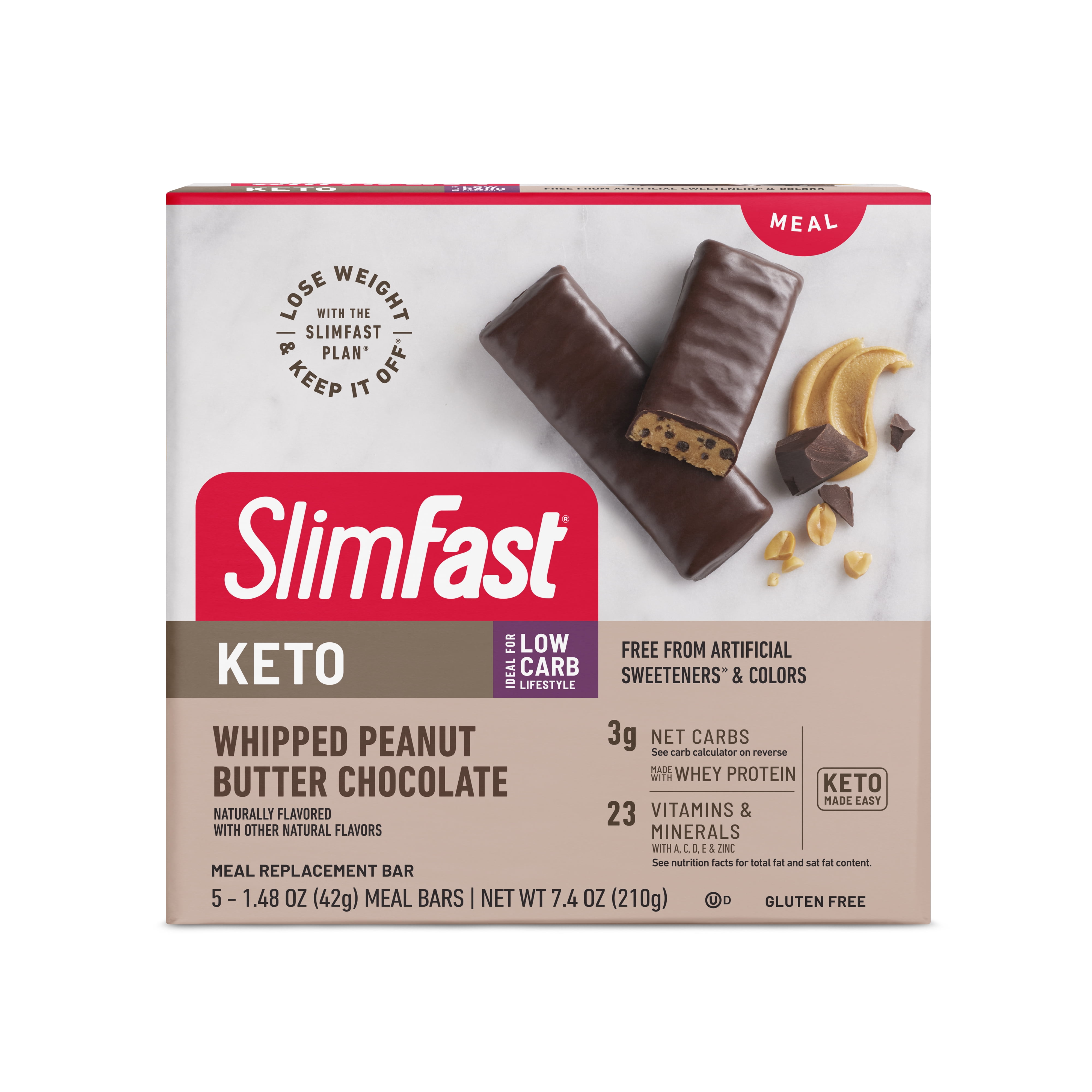 3 G Scol Xxx V - SlimFast Keto Whipped Peanut Butter Chocolate Meal Replacement Bar 5 Count  - Walmart.com