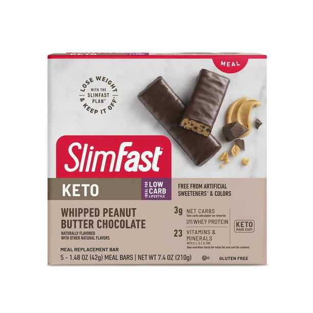 SlimFast Keto Whipped Peanut Butter Chocolate Meal Replacement Bar 5