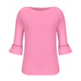 thumbnail image 5 of Oversized Tshirts Women O Neck T Shirts Casual Puff Sleeve Oversized Slouchy Dressy Blouses Summer Baggy Shirts Women Pink S, 5 of 6