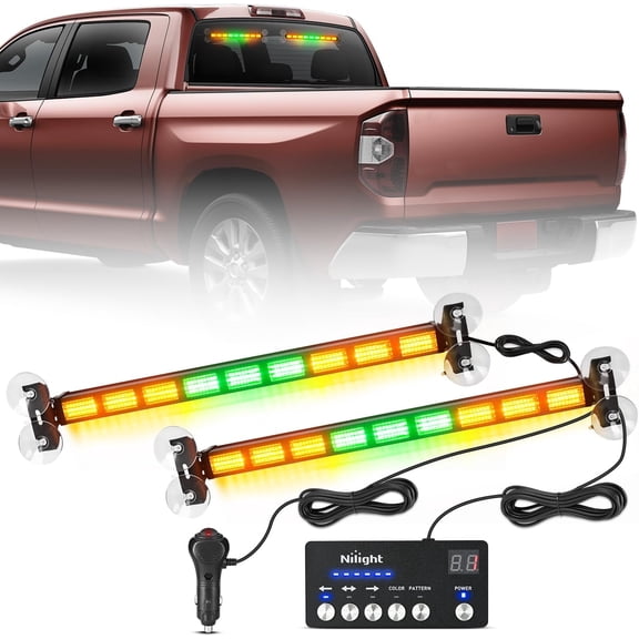 Nilight 162 LED Traffic Advisor Strobe Light Bar 2-in-1 Amber Green Emergency Warning Hazard Lights with Controller 4 Switchable Color 36 Flash Pattern for Trucks Cars Tow Plow
