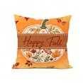 thumbnail image 2 of Beautynvta Happy Fall Pillow Cover, Vintage Embroidered Pumpkin Throw Pillowcase, Square Cushion Case with Maple Leaf Floral Print for Thanksgiving Farmhouse Couch Decor, 2 of 7
