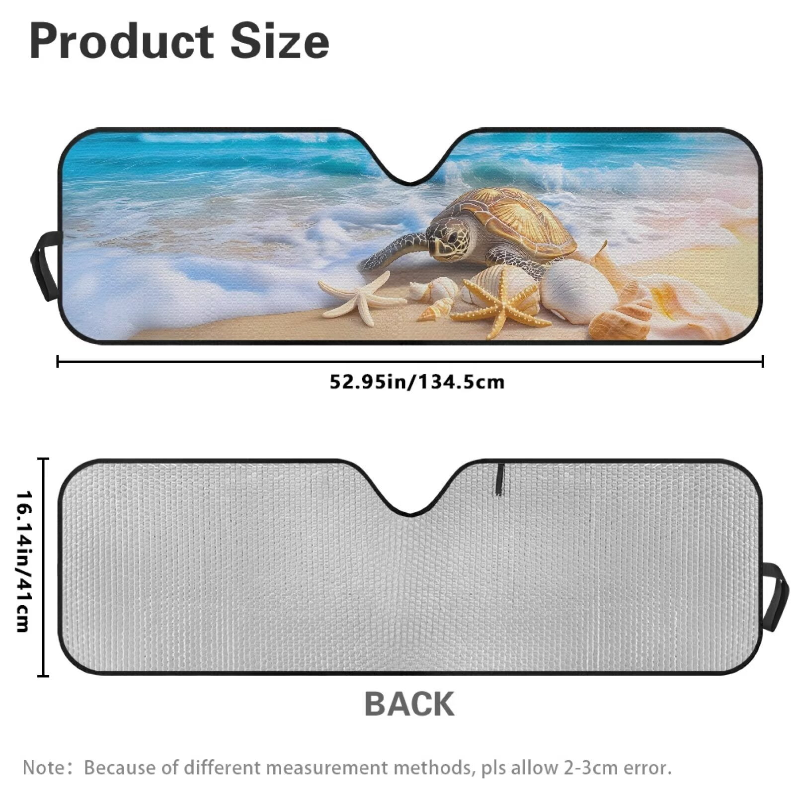 Uorisanigo Windshield Sunshade Beach Starfish Turtle Front Window Sun Shade Fit for Jeep Wrangler JL/JLU 2018-2024 & Jeep Gladiator JT 2020-2024 Foldable Sun Visor, Blocks UV Rays