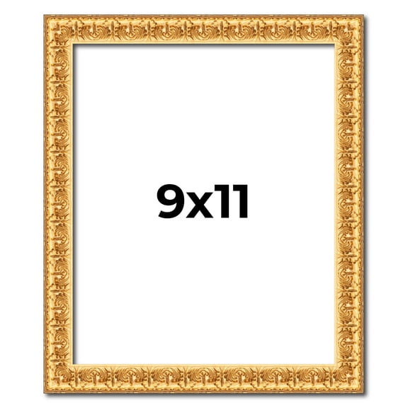 9x11 Frame Gold Real Wood Picture Frame Width 1 inches | Interior Frame Depth 0.5 inches | Edwina