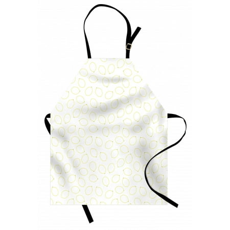 

Lemons Apron Citrus Fruits Simplistic Lines Cartoon Print on Plain Background Unisex Kitchen Bib with Adjustable Neck for Cooking Gardening Adult Size Pastel Yellow White by Ambesonne