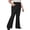 Black, variant on Dursoulink Casual Yoga Pants for Women, Flared Wide-Leg High-Waisted Abdominal Control Full-Length Trousers with Polyester-Spandex Blend, Black Navy Dark Gray
