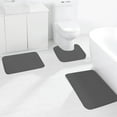 thumbnail image 2 of Tkrady 3 Pieces Memory Foam Bath Mat Set, Bathroom Rugs , Toilet Mats, Soft Comfortable, U Shaped For Bathroom Rugs Toilet Mats Soft Comfortable Water Absorption Machine Washable-deep grey, 2 of 5
