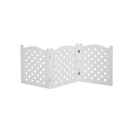 3 Panel Pet Gate -Trifold White Trellis Dog Gate -47.25 W x 19 H