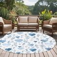 thumbnail image 4 of Round Area Rug 5 Ft, Valentine's Day Blue Washable Non-Slip Circle Carpet for Living Room/Bedroom, Spring Love Leaves Botanical Low-Profile Runner Mats Collection Rugs for Indoor, 4 of 8