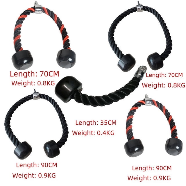 Cuerda de tracción de doble cabeza para entrenamiento de bíceps, accesorios de gimnasio, mango de tracción facial de cuerda de presión inferior para tríceps de una sola cabeza y doble cabeza