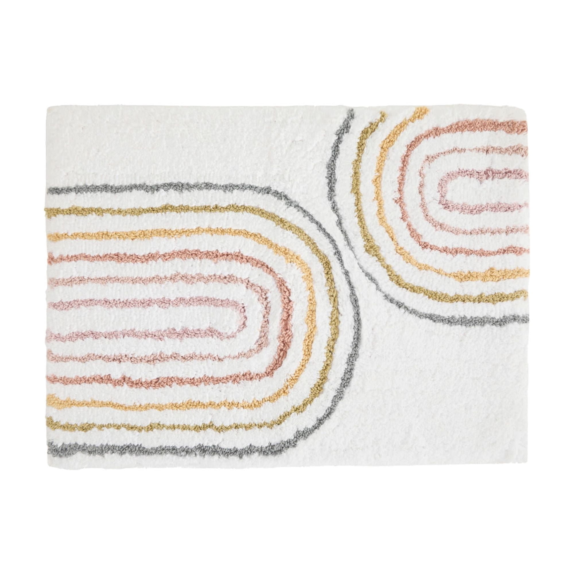 Noble Linens Modern Pattern Cotton Bath Mat, 34 in x 21 in, Rainbow White