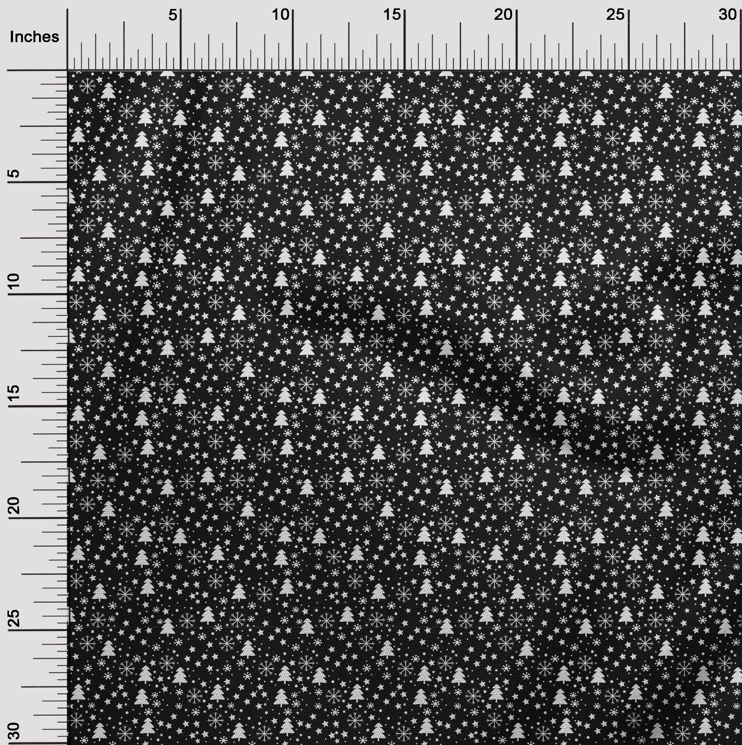oneOone Polyester Lycra Black Fabric Snowflake,Star & Tree Diy Clothing Quilting Fabric Print Fabric By Yard 56 Inch Wide
