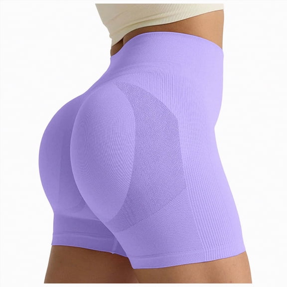 Leey-World Biker Shorts 4'' - High Waisted Booty Workout Volleyball Yoga Womens Spandex(Purple,XL)