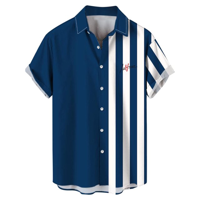 XDZJLR T-Shirts pour Hommes Plage Hawaïenne Manches Courtes Rayé