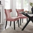 thumbnail image 2 of Side Dining Chair, Nailhead, Set of 2, Pink, Velvet, Modern Contemporary, Kitchen Room Cafe Bistro Restaurant Hospitality, 2 of 10