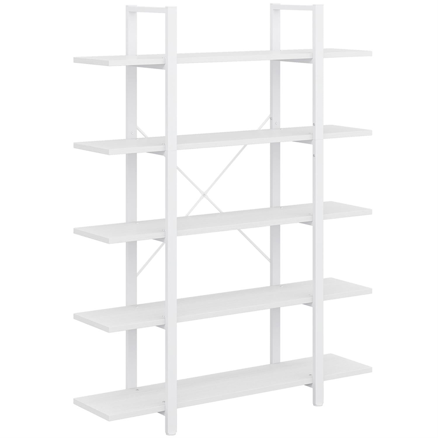 Demi Bonn 5 Tier Bookshelf, Bookshelves, Open Etagere Bookcase Shelf Storage Organizer, Free Standing Storage Shelving Unit for Bedroom, Living Room and Home Office, White