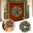 thumbnail image 2 of 18 Inch Artificial Christmas Wreath for Front Door Xmas Red Berry Wreath with Pine Needles Pine Cones Christmas Decorations for Winter Wall Outdoor Home Holiday Xmas Decor, 2 of 8