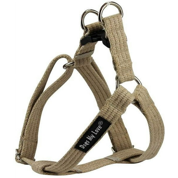 Cotton Web Adjustable Dog Step-in Harness 4 Sizes Beige (Small: 8"-13.5" Chest; 5/8" Wide)