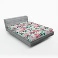 thumbnail image 2 of Ambesonne Floral Aquarelle Fitted Sheet, Spring Art Floral, Queen Size, Forest Green Pastel Pink, 2 of 5