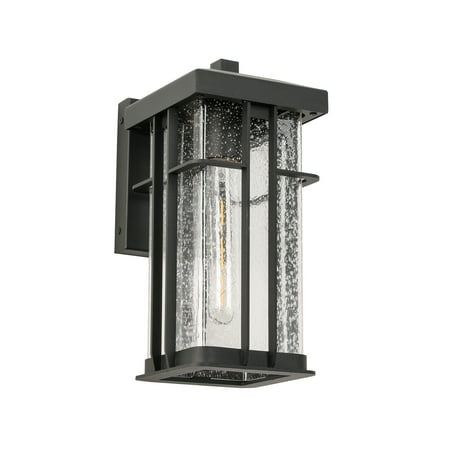 

12 inch Large Outdoor Wall Lights - 2 Packs Modern Black Exterior Light Fixture with Seeded Glass Shade Waterproof Porch Lighting for House Farmhouse Sconces Lantern for Front Door Garage