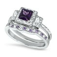 thumbnail image 3 of LaRaso & Co His and Hers Wedding Rings Amethyst CZ Bridal Engagement Wedding Set Sterling Silver Bands Him Her 7/12, 3 of 6