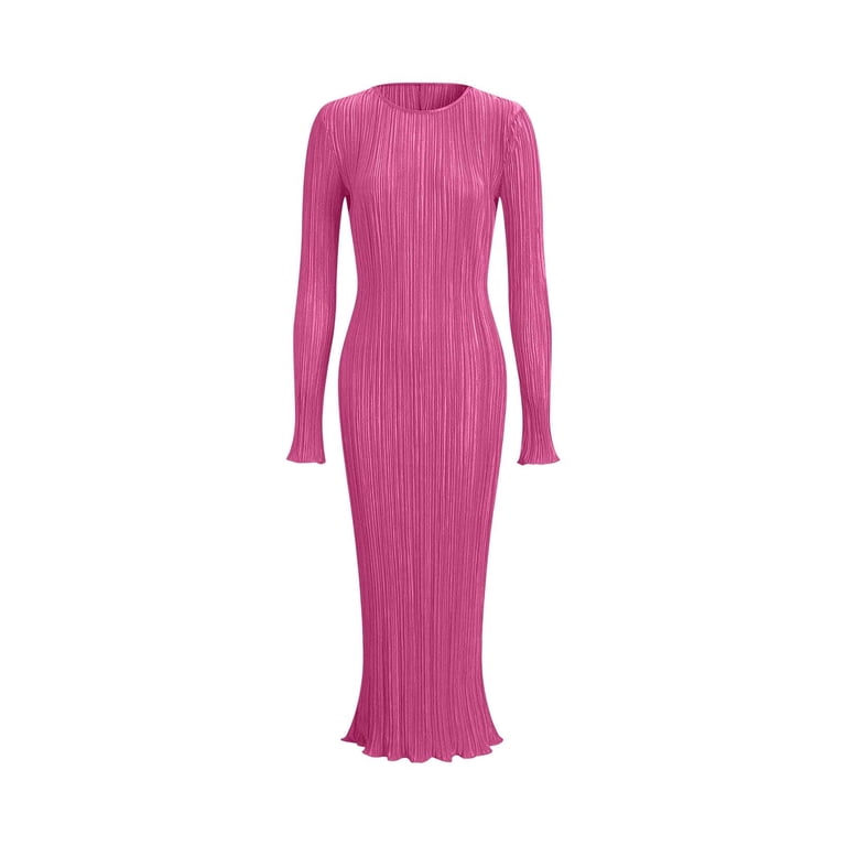hot pink bodycon prom dress ZAPAKA Women Hot Pink Prom Dress Mermaid Halter Sequin Evening Dress With Slit, Fuchsia / US16W