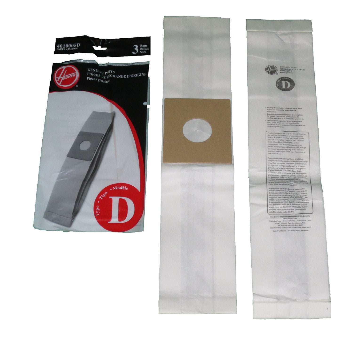 Hoover 4010005D 3 Count Hoover Type D Vacuum Bags 