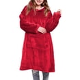 thumbnail image 2 of Couverture Portable à Capuche pour Femmes en Molleton, Sweat à Capuche Chaud et Confortable avec Poche, Rouge Vin, Taille Unique, 2 of 7