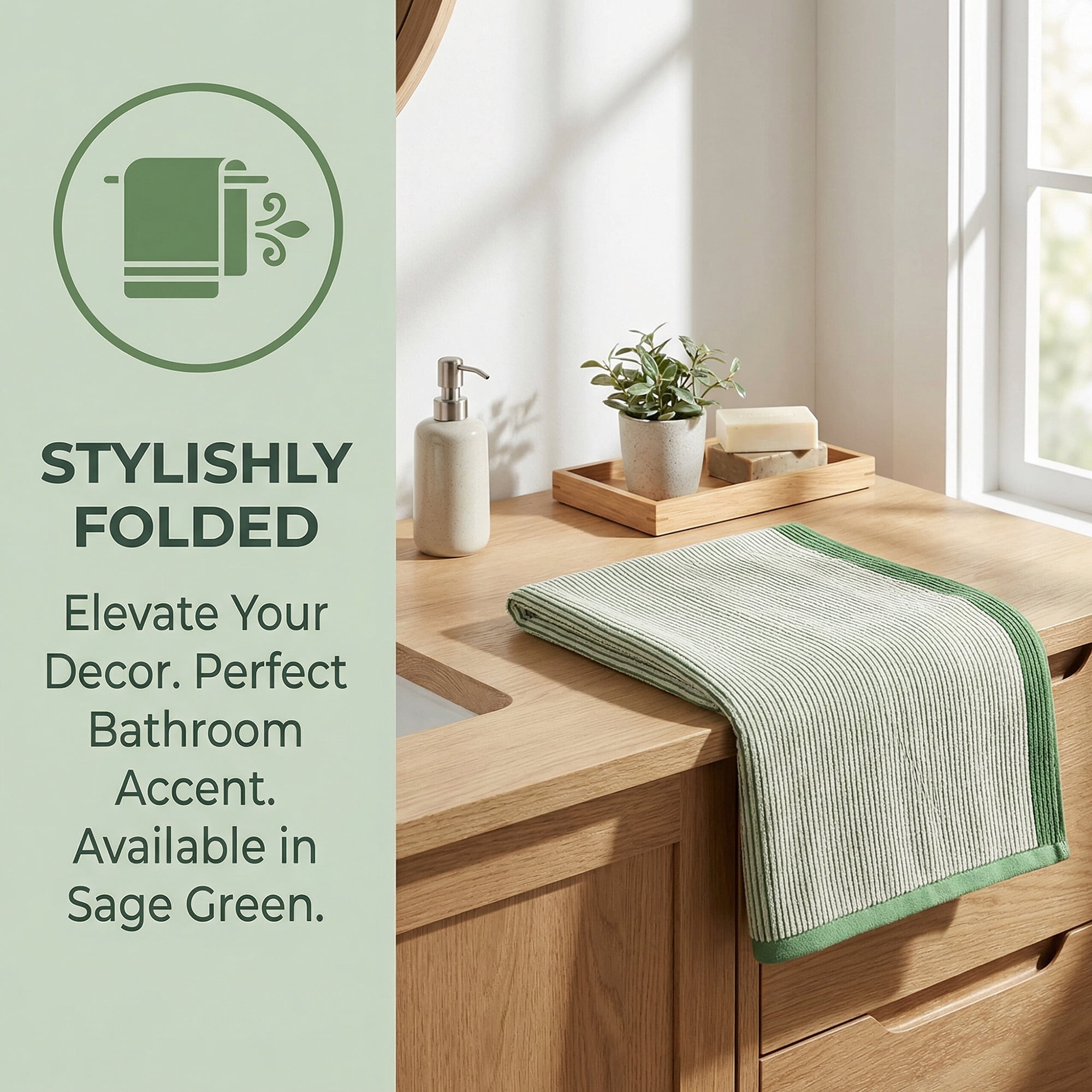 Unique Bargains Soft Highly Absorbent Cotton Striped Bath Towel 2 Pack Green/Red 55"x28"