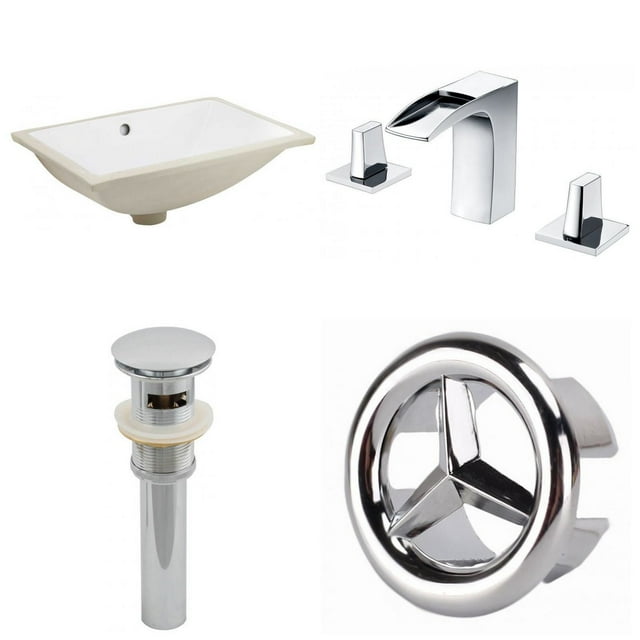 20.75-in. W CUPC Rectangle Bathroom Undermount Sink Set In White - Chrome Hardware - Overflow Drain Incl. AI-26066