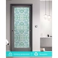 thumbnail image 5 of Window Privacy Film Light Green Blue Floral Stained Glass Window Film Decorative Sun Block Window Cover Vintage Pastoral Botanical Window Clings Static Adhesive Sticker for Bathroom 17.7"x39.3", 5 of 7