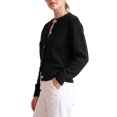 thumbnail image 4 of INSPIRE CHIC Women's Knit Cardigan Crew Neck Button Down Mixed Color Dot Long Sleeves Regular Fit Daily Vintage Sweaters Top X Large Black, 4 of 5