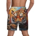 thumbnail image 4 of Uemuo Colorful Plant Tiger Pattern Mens Swim Trunks Quick Dry Board Shorts with Mesh Lining, Stretch Beach Shorts Quick Dry No-Chafing Board Shorts-Small, 4 of 9