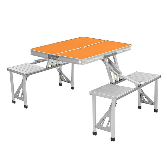 Mesa de picnic plegable portátil Nikou 4 asientos Aleación de aluminio naranja