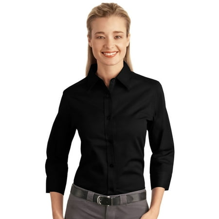 Open Collar Shirt - Port Authority Women's 3/4 Sleeves Open Collar Shirt