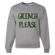 7 ate 9 Apparel Mens Grinch Please Christmas Sweatshirt Grey