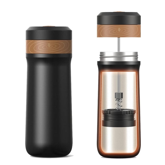 HAILASRE Portable French Press Coffee Maker Travel French Coffee Maker Stainless Steel Coffee Mug 12 oz Double Mesh Filter Great for Camping and Traveling