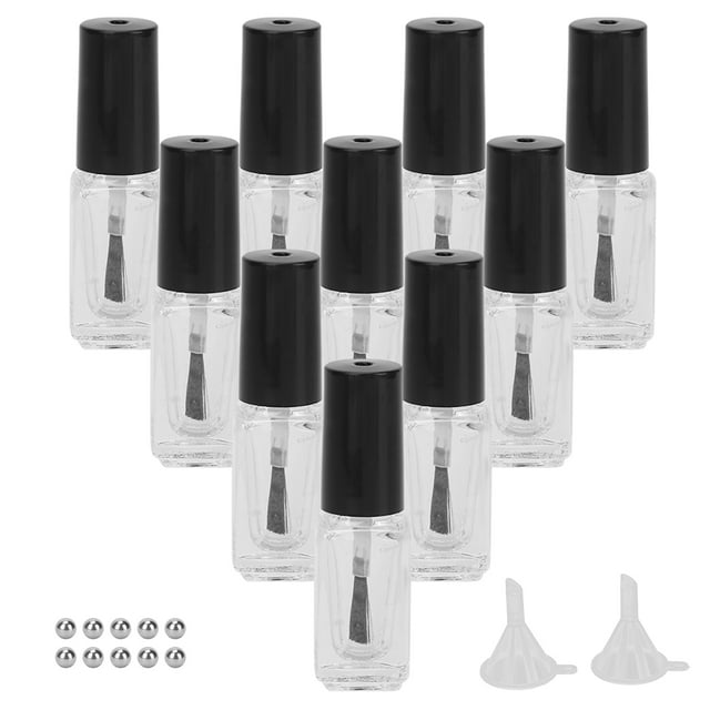 Botella de esmalte de uñas con bola mezcladora, 10 piezas de 5 ml, botella de vidrio vacía para esmalte de uñas, botella de esmalte de uñas, valor inmejorable